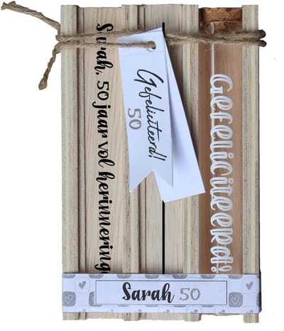 50 jaar vrouw geld cadeau verjaardag - Sarah 50 jaar - cadeau 50 jaar vrouw - cadeau tip 50 jaar Sarah - geld cadeauverpakking - 50 jaar vrouw kado