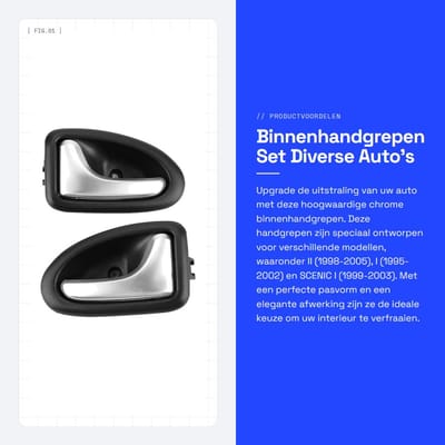 Dailygoods- Bekleding Handvat - Deurgreep - Voor II 1998-2005 - Voor I 1995-2002 - Voor SCENIC I 1999-2003 - ABS Materiaal - Chroom Afwerking
