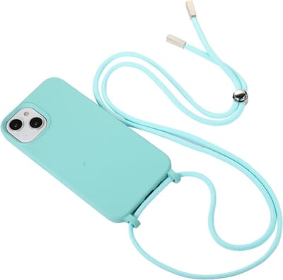 Hoesje met koord - Geschikt voor iPhone 11 Silicone hoesje met koord - Back cover met koord - Cord Case - Turquoise Blauw