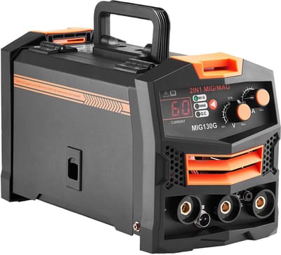 MIG lasser, 130 amp synergisch MIG lasapparaat, 2-in-1 gas/gasloze gevulde draad multiproces lasser, draagbare IGBT inverter MIG lasser