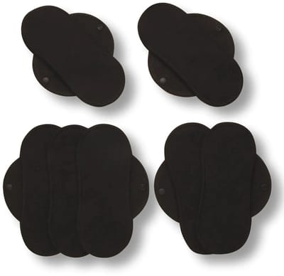 Racman - wasbare inlegkruisjes - zonder lekdicht laagje - wasbare inlegkruisjes zonder Pull - set 7 stuks - zwart - geen irritatie - voor dagelijkse afscheiding