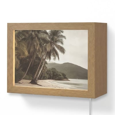 Wandlamp 20x15 cm - Oplaadbaar - Eiland - Palmboom - Zee - Wandlampen binnen woonkamer - Slaapkamer lamp met kabel - Decoratieve nachtlamp - Vloerlamp snoer