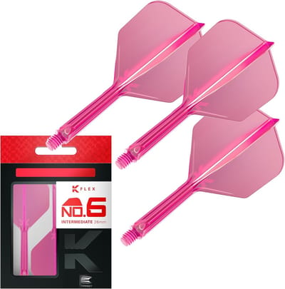 Geïntegreerde Dart Flights en Stelen (Shafts) - Flexibel & Nauwkeurig - Maat No.6 Roze - Set van 3