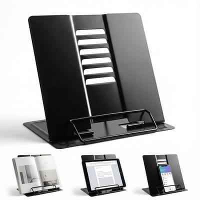 Dailygoods- Boekenstandaard metaal - Verstelbaar - Opvouwbaar - Antislip - 6 niveaus - Ergonomisch ontwerp - Leesstandaard