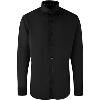 Aquascutum Heren Effen Langsleeve Shirt (Zwart)