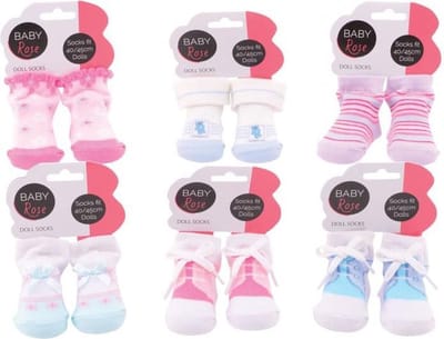 Baby Rose poppensokken op kaart (1 stuk) assorti