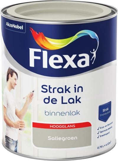 Flexa - Strak in de Lak - Watergedragen - Hoogglans - saliegroen - 0,75 liter