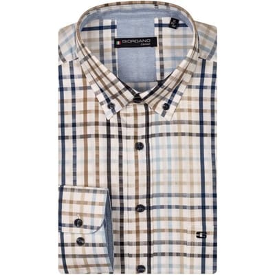 Giordano Overhemd Ivy Twill Multi Check Button Down Navy-Multi / male