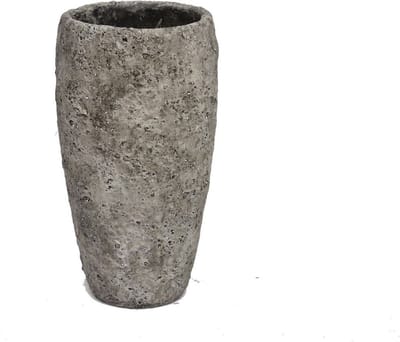 Oneiro’s Luxe Vaas LAVA Steengrijs – D22 H40 cm – binnen – buiten – luxe – accessoires – tuin – decoratie – bloemen – voor binnen – keramiek