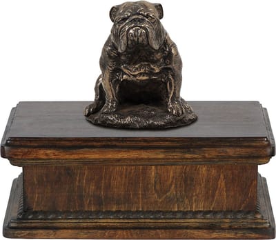 Bulldog III - Elegante urn voor hondenas met beeldje van een bulldog