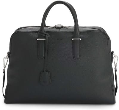 BOSS Leren reistas met laptopvak Madison B1 Holdall Black zwart