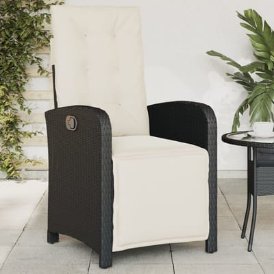 vidaXL - Tuinstoelen - 2 - st - verstelbaar - met - voetensteun - poly - rattan - zwart