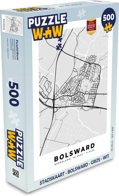 Puzzel Stadskaart - Bolsward - Grijs - Wit - Legpuzzel - Puzzel 500 stukjes - Plattegrond