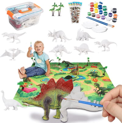 Allerion Dino Kinder Schilder Set - Met 8 Dinosaurussen en Schilderspullen
