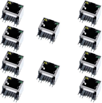 Netwerk Connector - LAN Poort - Netwerk Installatie - Met LED Indicatie - 10 Stuks - Zwart