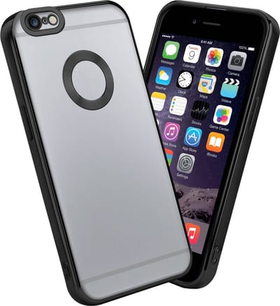Cadorabo Hoesje geschikt voor Apple iPhone 6 / 6S in Transparant - Zwart - Beschermhoes gemaakt van flexibel TPU silicone Case Cover met Chrome applicatie