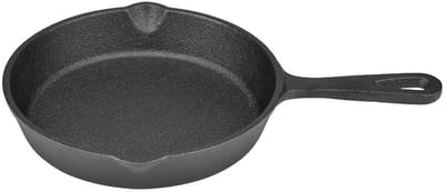 Dailygoods- Koekenpan Gietijzer 16/20 cm - Antiaanbaklaag - Onderhoudsvriendelijk - Geschikt voor Inductie - Voor Grillen/Braden - Zwart - Gietijzeren Pan