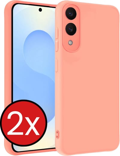Hoesje - 2 Stuks - Geschikt voor Samsung Galaxy S25 Edge - Sterk & Shockproof - Telefoonhoes - Back Cover - Case Siliconen - Telefoon Hoes - Lichtroze