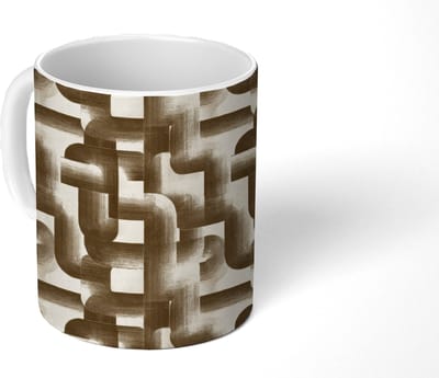 Mok - Koffiemok - Abstract - Retro - Zwart - Mokken - 350 ML - Beker - Koffiemokken - Theemok