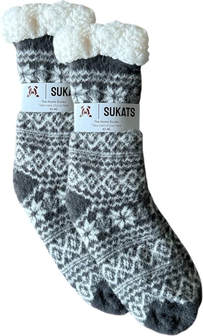 Sukats® Huissokken - Homesocks - Maat 41-46 - Antislip Sokken - Fluffy Sokken - Heren Huissokken - Slofsokken - Variant 1 - Meerdere Maten en Varianten - Verwarmde Sokken