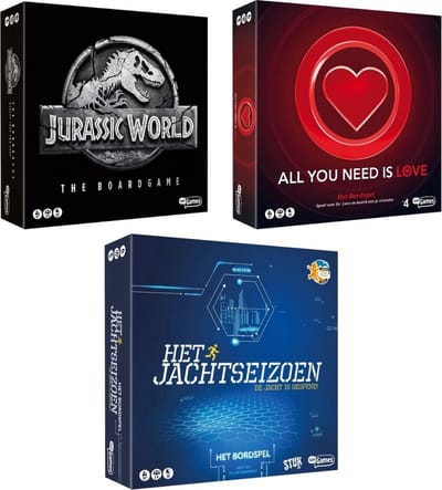 Spellenbundel - 3 Stuks - Jurassic World the boardgame & All You Need Is Love Bordspel & Temptation Island