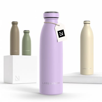 LARS NYSØM Ren Roestvrijstalen drinkfles 500ml - BPA-vrij geïsoleerde waterfles 0,5 Liter (Lavender Purple)