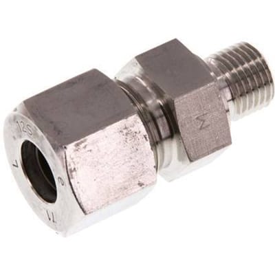 G 1/4'' Buitendraad x 12S RVS Rechte Snijring Koppeling 630 Bar DIN 2353 - FL2S-MC-ST-014G-12-S