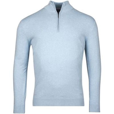 Baileys Trui Luxury Pima Cotton Half Zip Collar Single Knit Pastel Blauw Melange / male