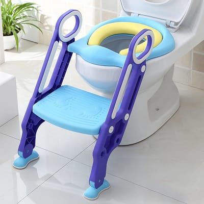 Toiletbril voor Kinderen met Verstelbare Trap en Inklapbaar Ontwerp, Geschikt voor Toiletten van 38-42 cm