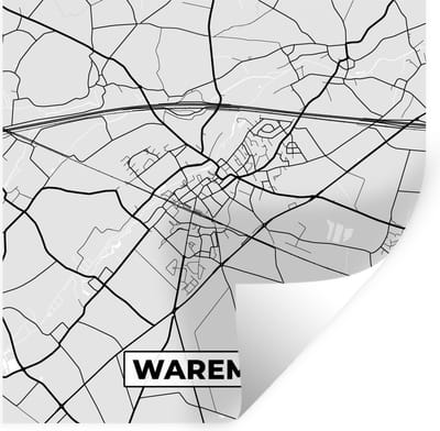 Muurstickers - Sticker Folie - België – Waremme – Stadskaart – Kaart – Zwart Wit – Plattegrond - 100x100 cm - Plakfolie - Muurstickers Kinderkamer - Zelfklevend Behang XXL - Zelfklevend behangpapier - Stickerfolie
