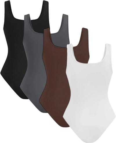 Livano Bodysuit Dames - Jumpsuit - Corrigerend Ondergoed - Body plunge - Lingerie - Setje Vrouwen - 4 Pcs - Gemengd 2 - Maat S