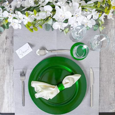 Argon - Set van 2 metallic onderborden 33cm + 2 metallic servetringen - Groen