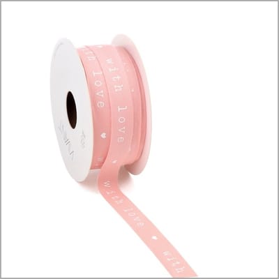 Luxe Katoenlint - 15mm- Decoratie Lint - Made With love - Roze - 20m - Natuurlijke uitstraling