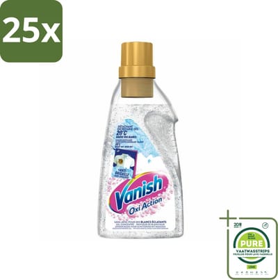 25 x Vanish Oxi Action - Vlekkenverwijderaar Gel - Zonder Bleek - Witte Was - 15 Wasbeurten - Grootverpakking - Vlekkenverwijderaar - Wasverbeteraar - Witte Was - Wasgel - Vlekken Verwijderen