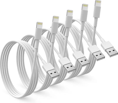 5 Pack - 1 Meter Geschikt voor: Lightning kabel naar USB 2.0 A Male oplaadkabel Geschikt voor: Apple iPhone iPod Airpods & iPad - Wit