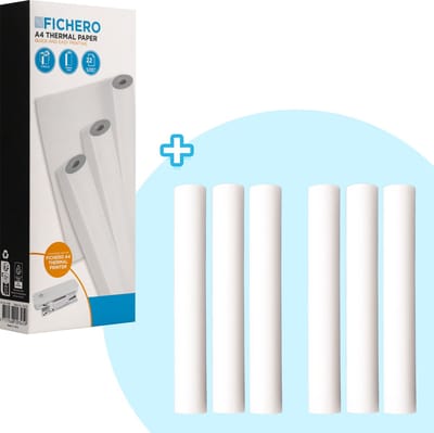 Fichero Thermisch papier - Combideal met 9x Papierrollen A4 - Voor Thermisch Printer - Wit