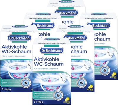 Dr. Beckmann WC Reiniger met Actieve Koolstof - voor Toiletten - Reinigt Grondig - 3 x 100 g - SET VAN 6