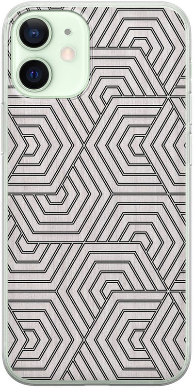 Leuke Telefoonhoesjes - Hoesje geschikt voor iPhone 12 Mini - Geometrisch - Soft case - TPU - Print / Illustratie - Grijs