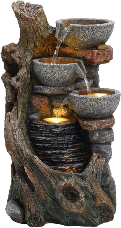 Rustic brook waterornament - elektrisch - led verlichting - pomp