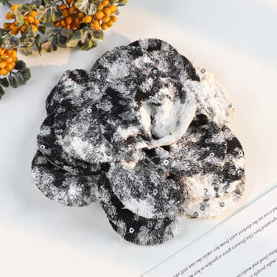 Broche-Boheemse denim rozenbroche 14 cm | Grote reversspeld en camelia haarclip voor dames en meisjes | Multifunctionele corsagebroche van denim materiaal-4# blauw wit 14cm