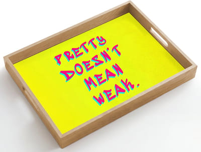 Dienblad hout 50x35 cm - Schootdienblad - Quote - Minimalistisch - Kleurrijk - Borrelplank rechthoek - Plateau dienbladen