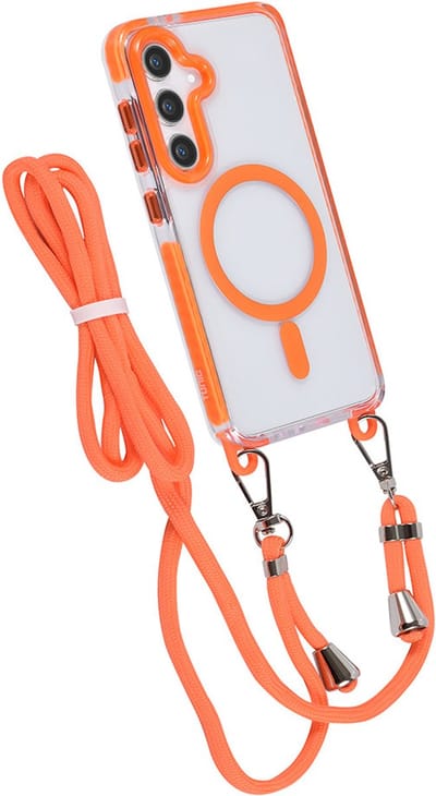 TUNIQ telefoonhoesje voor Samsung Galaxy S24 - MagSafe backcover met koord - Oranje