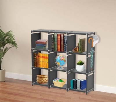 Lendo Online - Opvouwbare Opbergkast 9 vakken - Schoenenrek stapelbaar - Schoenenkast - Organizer - Boekenkast - 110x30x110cm - Zwart