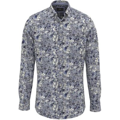 Fynch-Hatton Overhemd Fancy Fantasy Hexagon Pattern Misty Blue / male