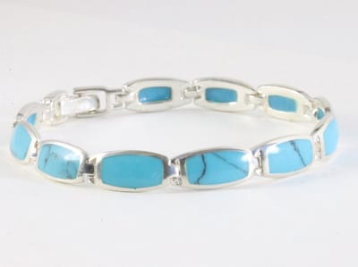 Hoogglans zilveren armband met blauwe turkoois