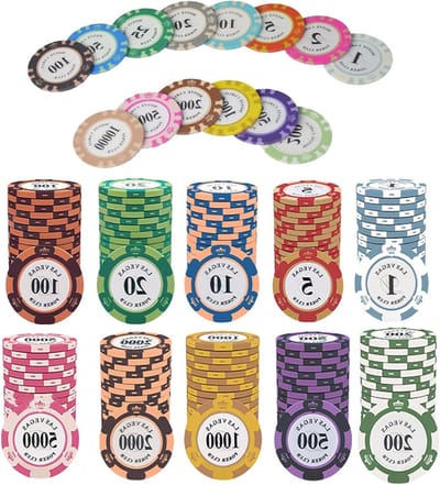 Professionele pokerchips in 10 kleuren met waarde, perfect voor Texas Hold'em en casino spellen - 50 stuks