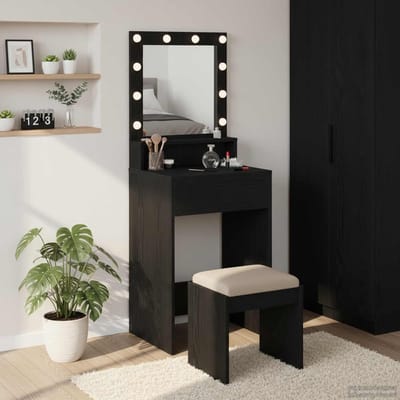 Kaptafel met Spiegel - Make-up Tafel - Persoonlijke Verzorging - Geïntegreerde LED Verlichting - 50 x 41 x 135 cm