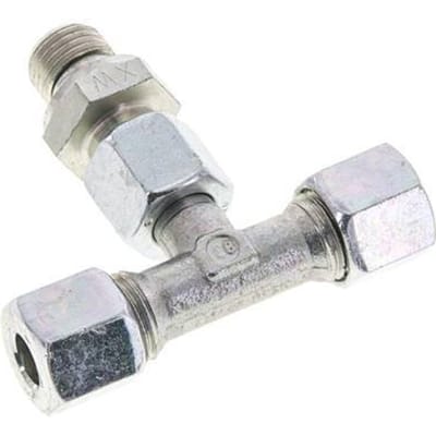 8L & G1/4'' Verzinkt Stalen T-stuk Snijringkoppeling Buitendraad 315bar Verstelbaar ISO 8434-1