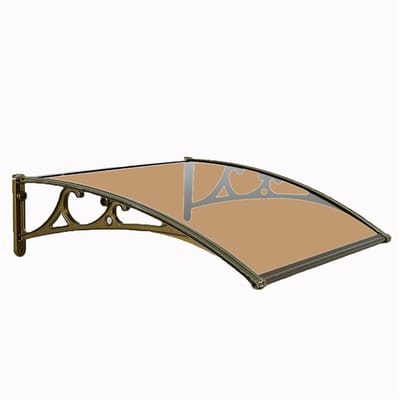 Deurluifel Raamluifel - Regenscherm Overkapping - Bescherming Buiten - Polycarbonaat Aluminium - 60x80cm - Bruin