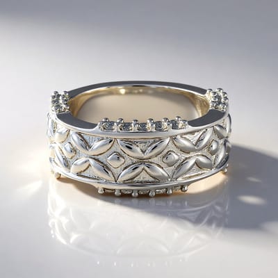 Cavill - 925 Sterling Zilver ring - Platina verguld - 0,68 ct Cambodjaanse Zirkonen - Brede vintage filigraan ring - Elegant & feestelijk